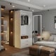 image 3 of Modern 2 Door High Gloss Wardrobe with Mirror, Drawers & Hanging Rail
