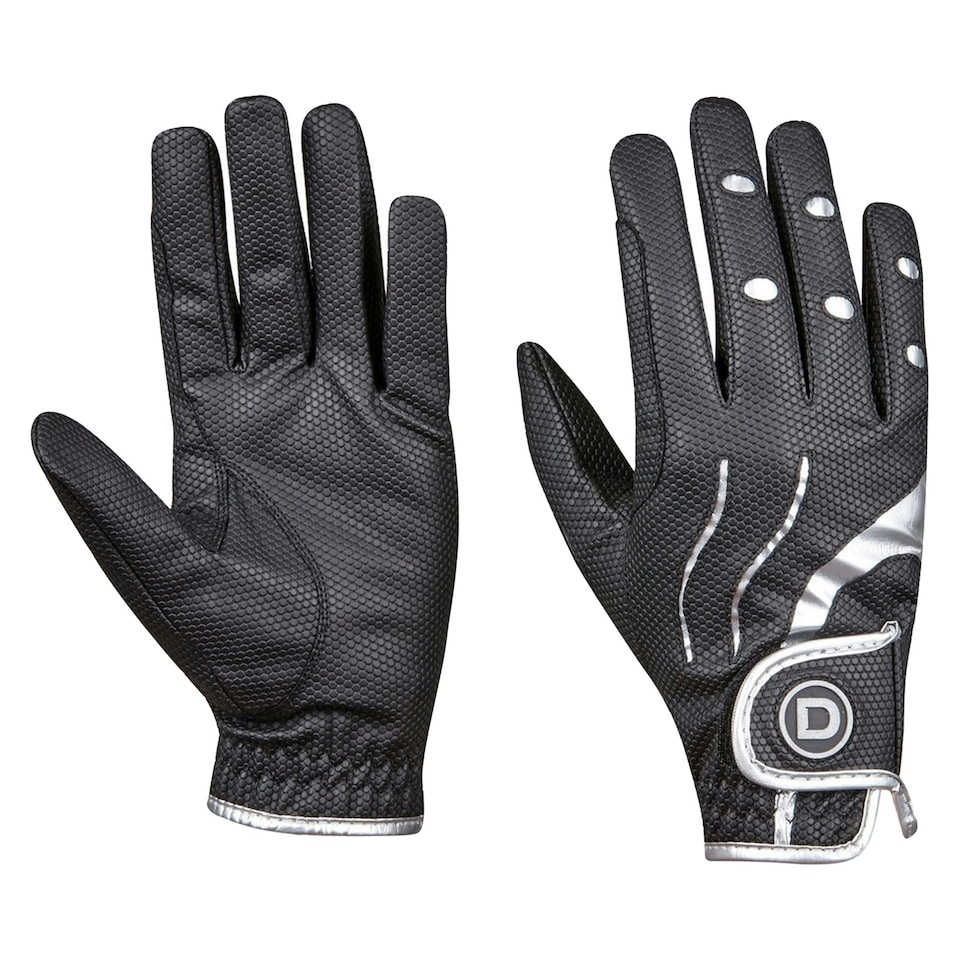image 1 of Dublin Pro Everyday Riding Gloves - Black/Silver - XS | Black | XS