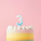 image 1 of Blue Ombre Number '3' Celebration Candle