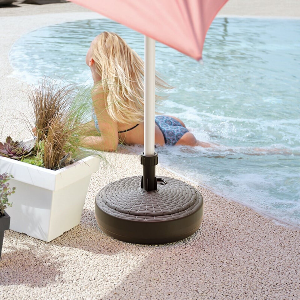 image 1 of Round Umbrella Rattan Parasol Base | Brown | 1