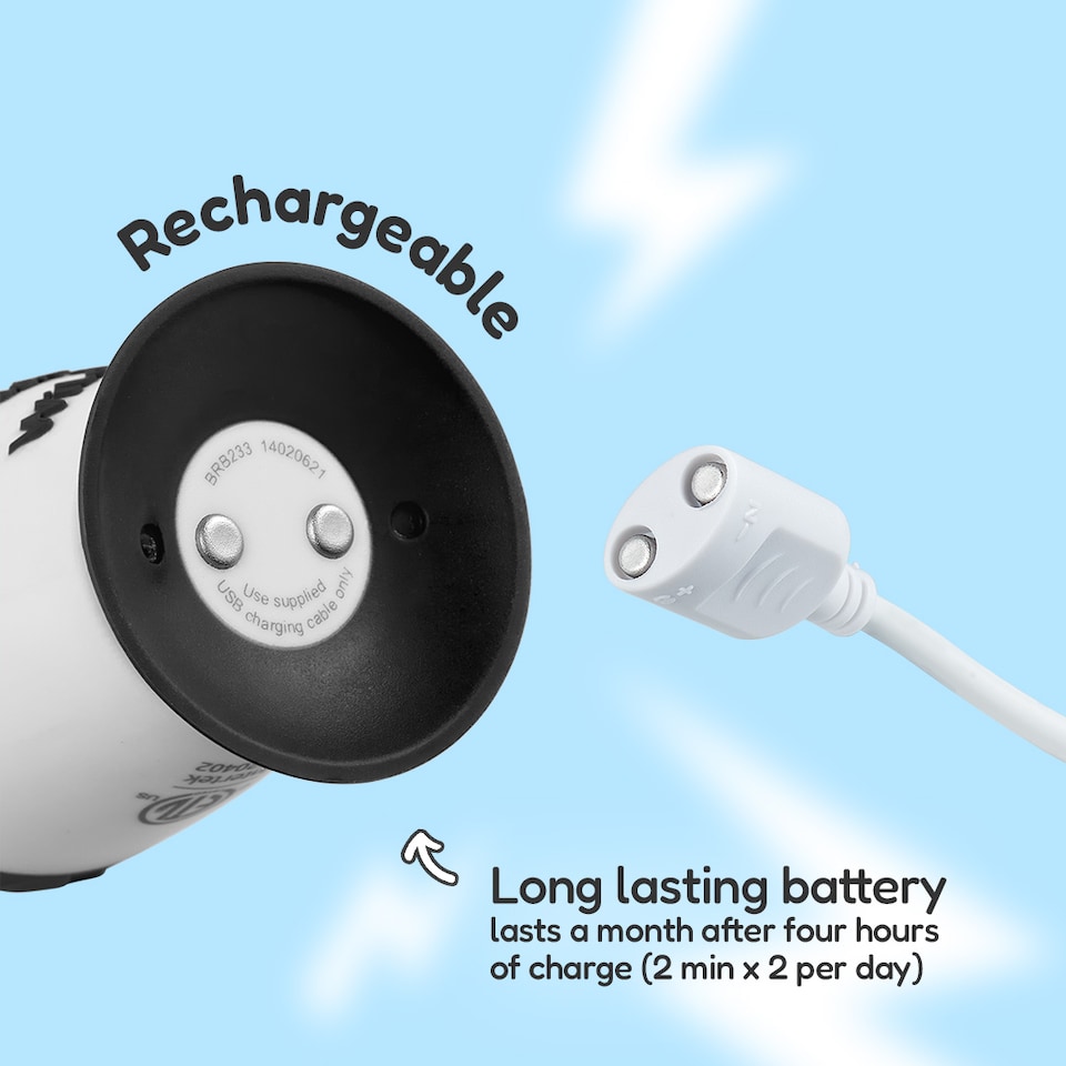 image 1 of Brush Baby WildOnes Panda Kids Electric Rechargeable Toothbrush