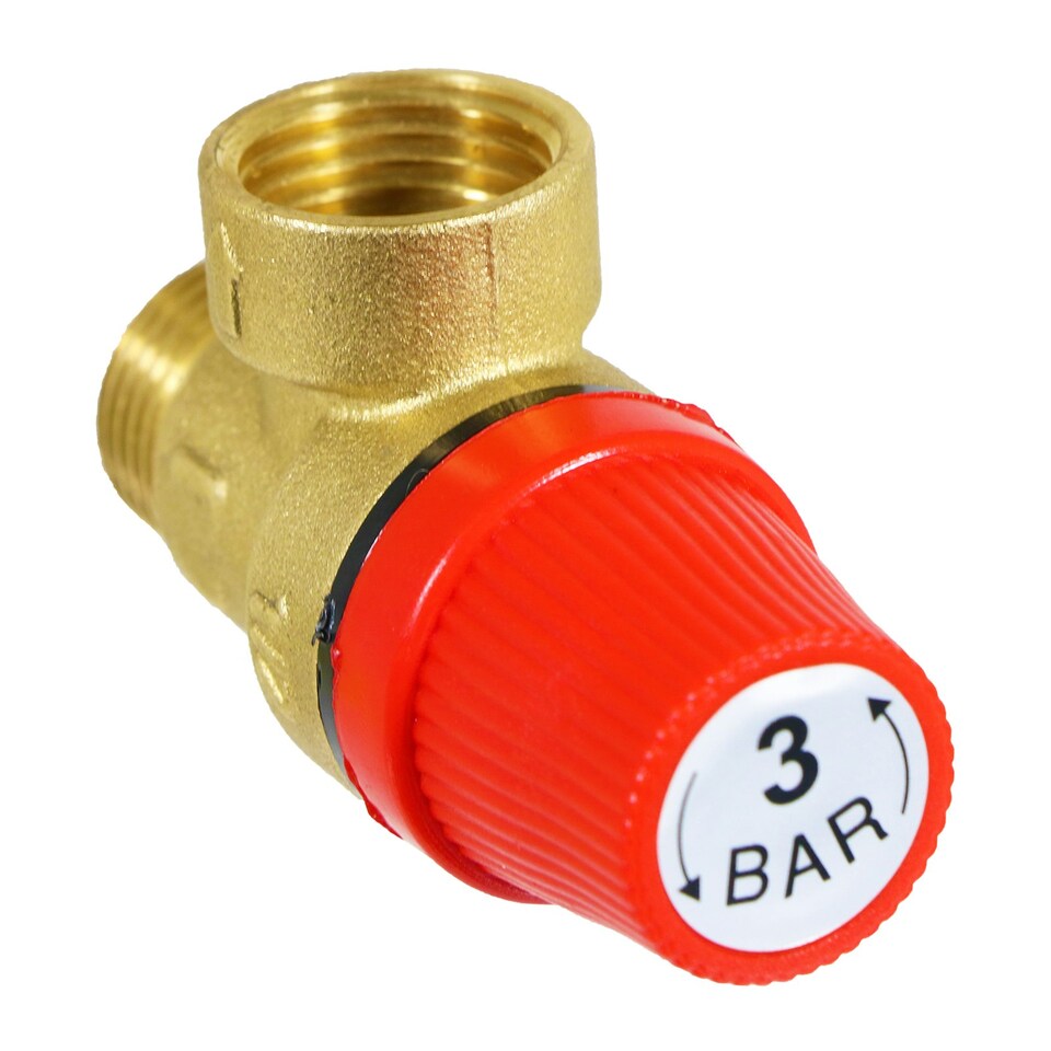 image 1 of SPARES2GO Pressure Relief Safety Valve for Alpha CB50 CD50 Boiler 3 Bar 1/2" BSP Male x Female Brass PRV
