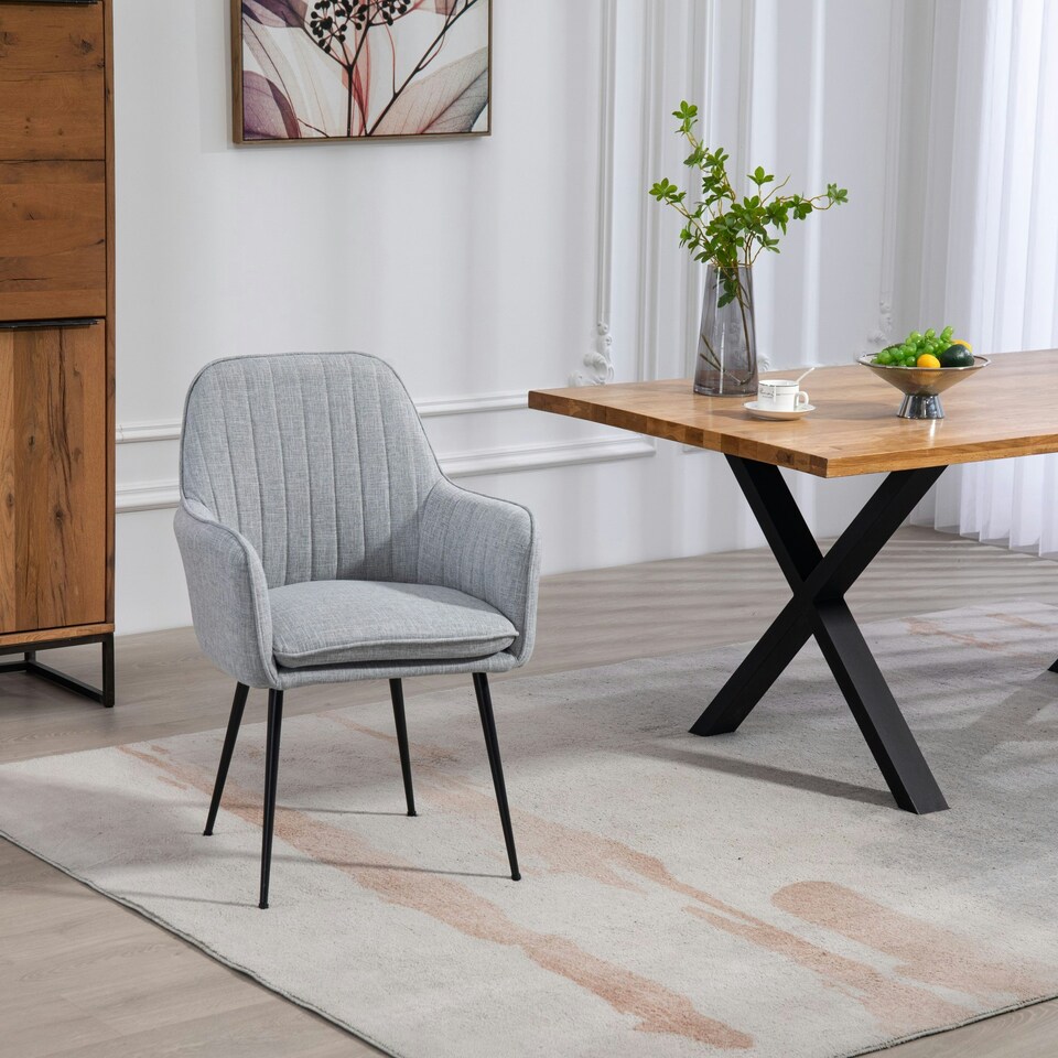 image 1 of Set of 2 Carrara Fabric Dining Chairs - Light Grey