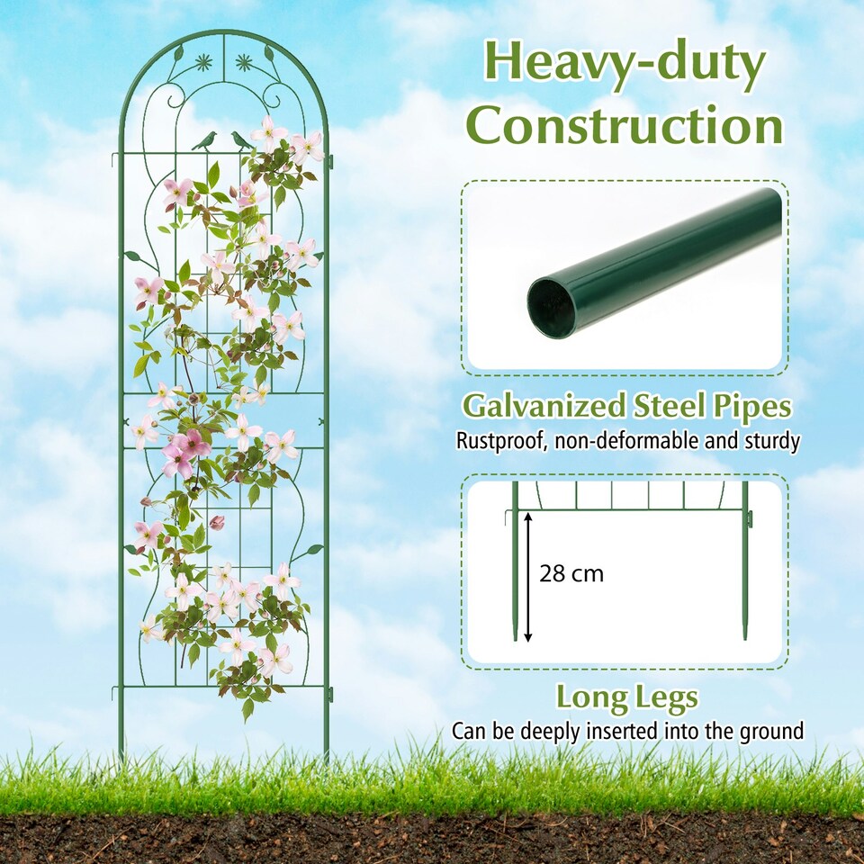 image 1 of COSTWAY 2 Pack Garden Trellis Galvanized Steel Fence Barrier