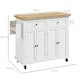 image 3 of HOMCOM Rolling Kitchen Island Cart with Rubber Wood Top, White