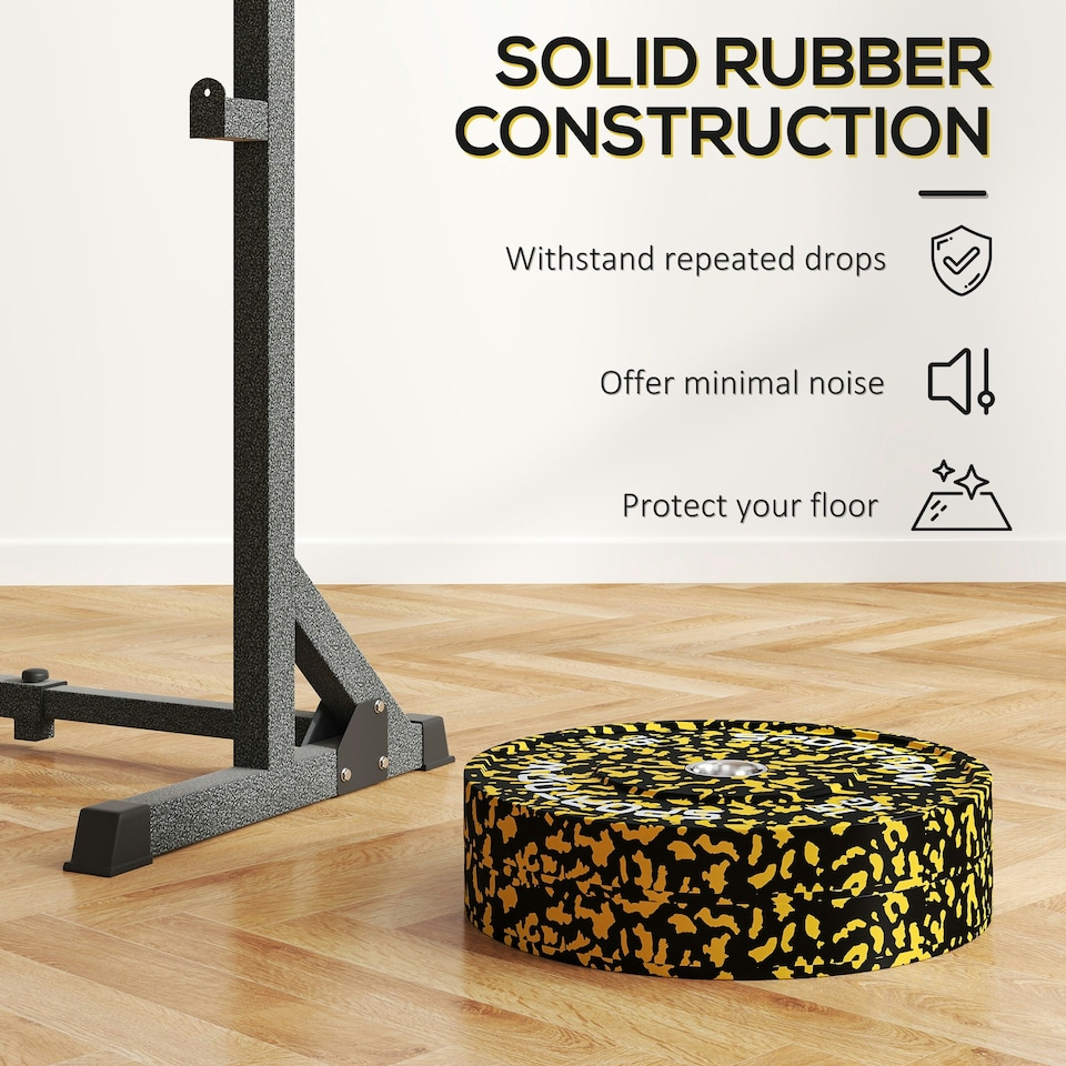 image 1 of SPORTNOW Olympic Weight Plates with 5cm Holes for Weight Lifting | Yellow | Not provided