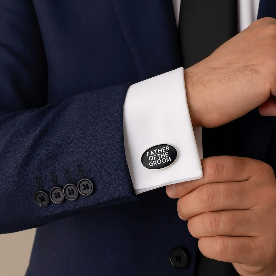 image 1 of Father of the Groom Cufflinks - Onyx Art CK55 Wedding Gift