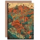 image 1 of Village Forest Coral Teal Blue Illustration Travel Art Card