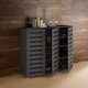 image 2 of Oslo 3 Door Wooden Shoe Storage Cabinet Rack Stand Cupboard Slatted Doors | Black