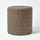 image 1 of Homescapes Jute Round Pouffe Black and Off-White Herringbone Pattern - 40 x 40 x 42 cm