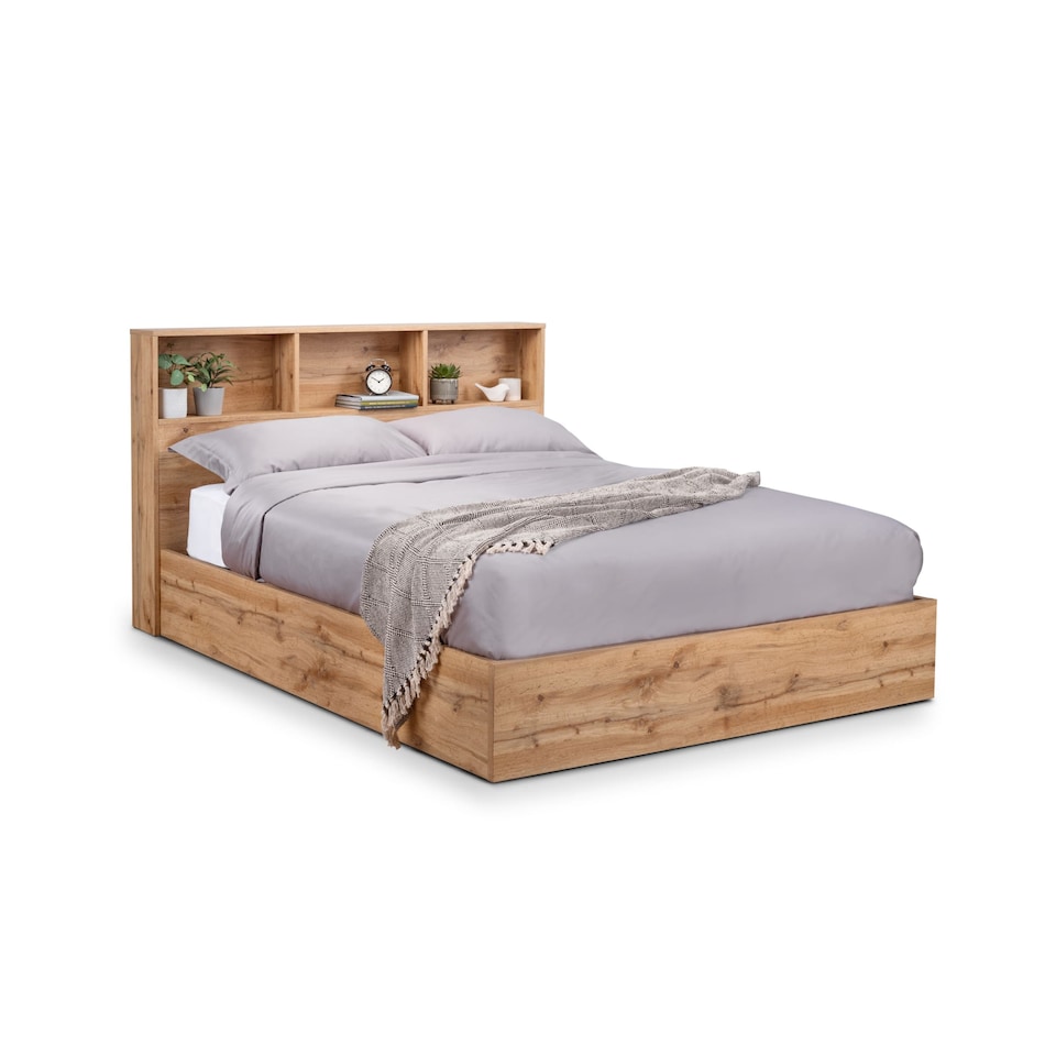 image 1 of Alder Ottoman Storage Bed - Light Oak -  King (150cm)