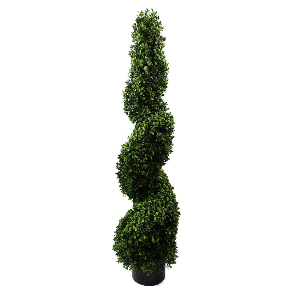 image 1 of 120cm Sprial Buxus Artificial Tree UV Resistant Outdoor
