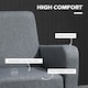 image 4 of HOMCOM Modern Armchair Accent Chair with Rubber Wood Legs for Bedroom Grey
