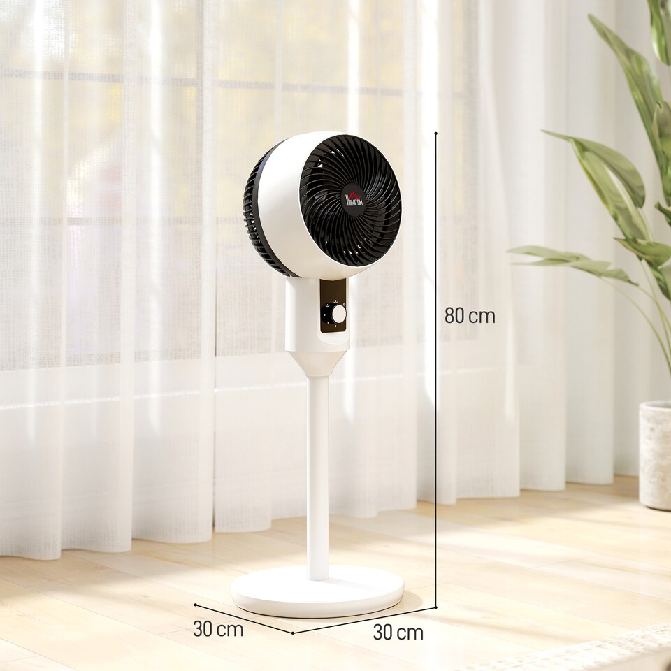 image 1 of HOMCOM 9 Pedestal Fan, 70 Oscillation 90 Vertical Tilt Oscillating Air Circulator with 3 Speeds, Standing Fan for Home Office, Bedroom, White and Black