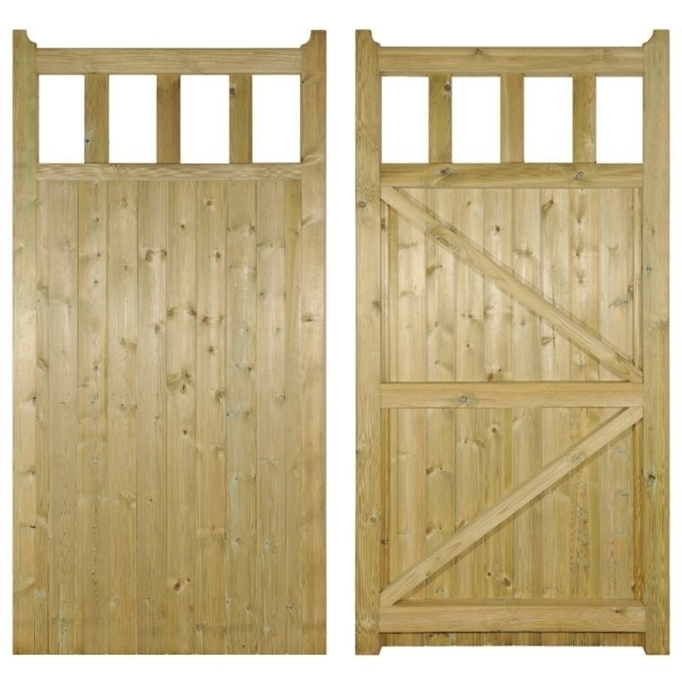 image 1 of Quorn Tall Single Garden Gate - Pressure Treated Scandinavian Redwood - W900 x H1800 mm Brown