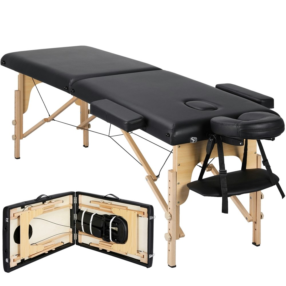 Yaheetech 2 Sections Folding Massage Bed with Hand Pallet