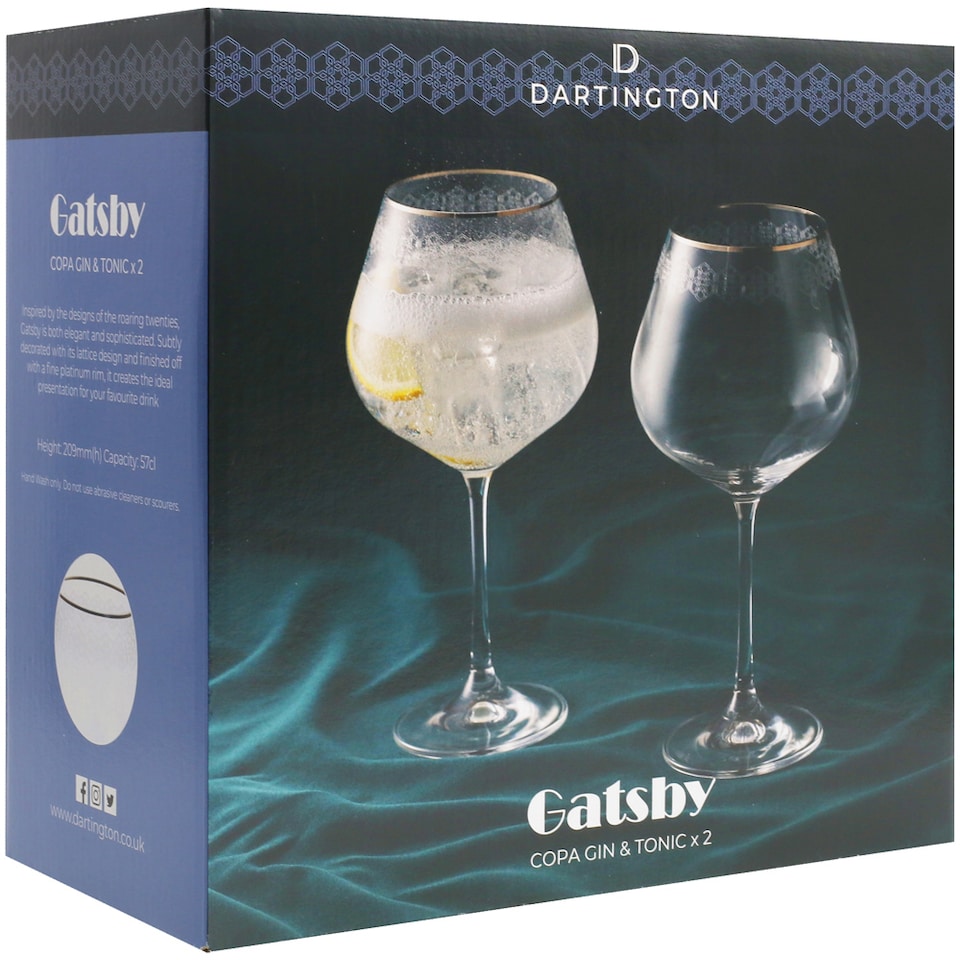 image 1 of Dartington Gatsby Copa Gin & Tonic Glasses 570ml 21cm Tall Set Of 2