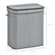 image 5 of HOMCOM 100L Natural Wood Laundry Basket A Compartment w Flip Lid Removable Lining Handles Board Base Foldable Durable Water-Resistant Dirty Clothes Storage Home Organisation Grey