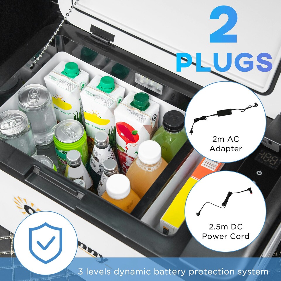 image 1 of Outsunny 12V Portable Car Refrigerator w/ Inner LED Light Indoor Outdoor, 25L