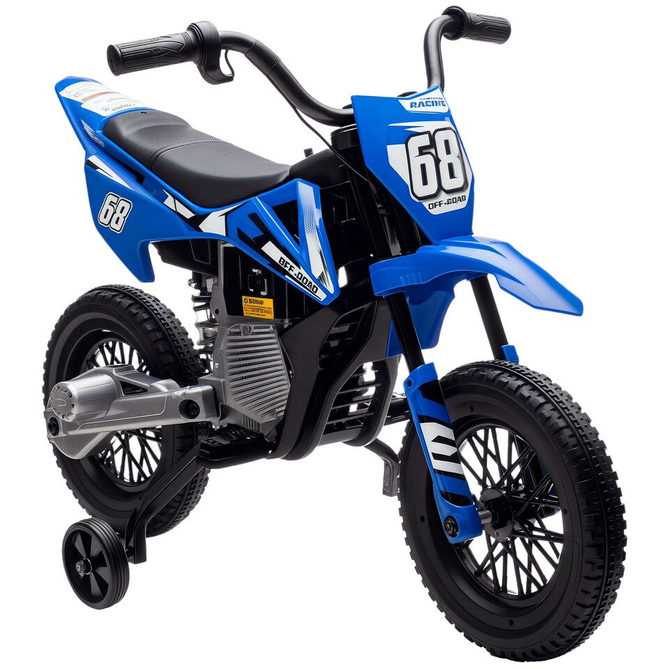 image 1 of AIYAPLAY 12V Kids Electric Motorcycle w/ Twist Grip Throttle, Music, Blue