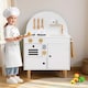 image 3 of COSTWAY Pretend Play Kitchen Wooden Kitchen Playset with Stoves White