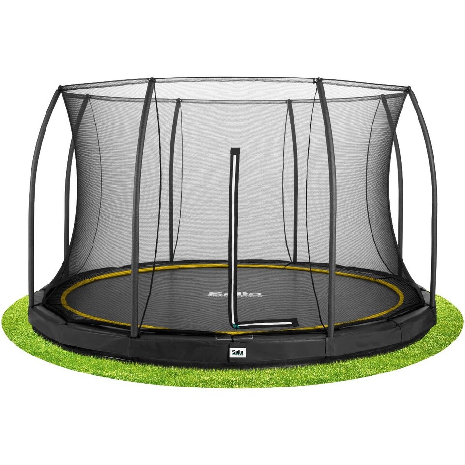 image 1 of 12ft Salta Black Comfort Edition InGround Round Trampoline with Enclosure