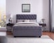 image 3 of 5ft King Size Grey fabric upholstered scroll,buttoned,chesterfield,gas lift up ottoman sleigh bed frame