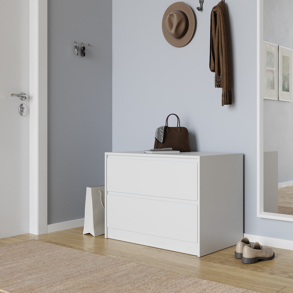 image 1 of URBNLIVING 2 Drawer Chest Storage Unit With Adjustable Feet | Multi | White | 1