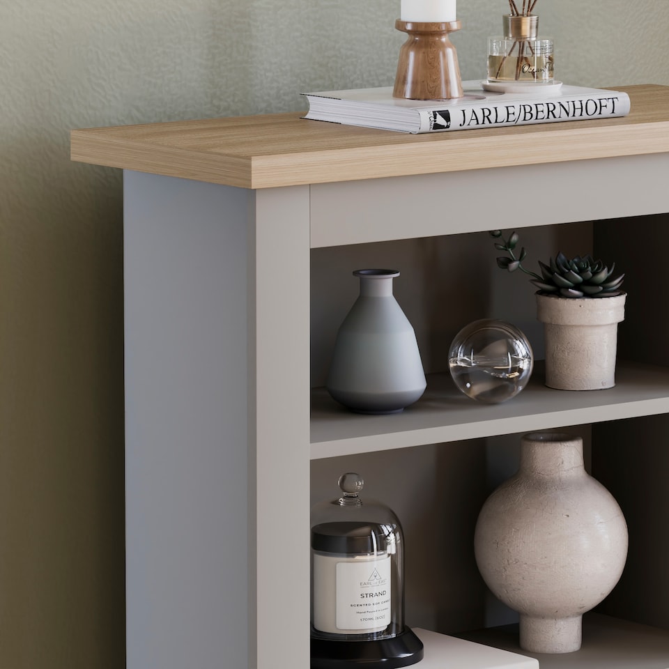 image 1 of Vida Designs Arlington 3 Tier Bookcase Shaker Style Display Storage, Grey & Oak