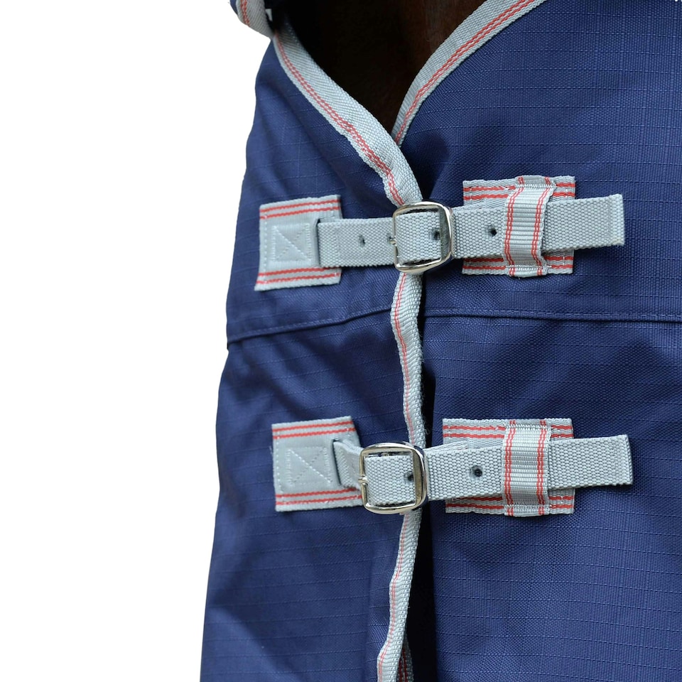 image 1 of Weatherbeeta Comfitec Heavy Essential Combo Neck Turnout Rug - Navy/Silver/Red - 4 ft 3