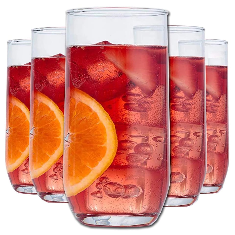 image 1 of 6 Pcs Tall Highball Queensway Drinking Glasses Cocktails Desserts Water 415ml