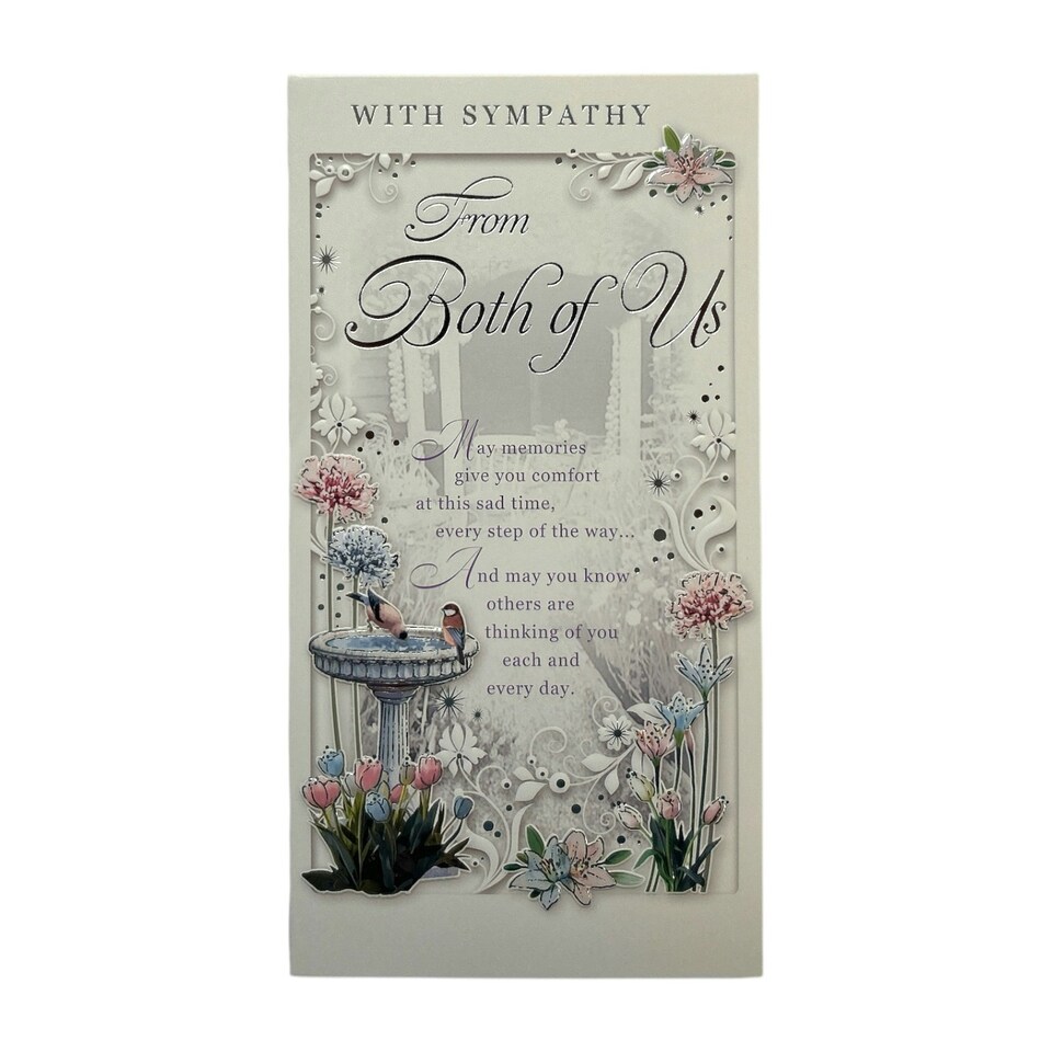 image 1 of From Both of Us Birdbath Fountain Design Sympathy Opacity Card