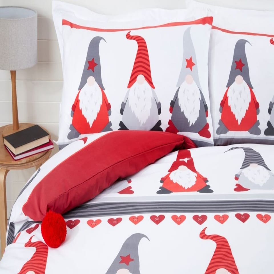 image 1 of Festive Gonks Polycotton Duvet Cover Set with Pillowcase Multi | Double