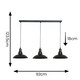 image 7 of ValueLights Civic Black Dome 3 Drop Bar Black Pendant Light | Black