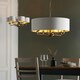 image 3 of Highclere Single Shade Pendant Ceiling Lamp, Antique Brass Plate, Vintage White Fabric