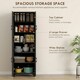 image 3 of HOMCOM Modern Kitchen Cupboard Storage Cabinet with 4 Shelves, Black Black | Natural wood top