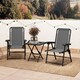 image 9 of Outsunny 3 Pieces Garden Bistro Set, Folding Table and Chairs Set, Metal Garden Furniture Set with Cup Holders for Outdoor, Patio, Balcony, Dark Grey | Grey