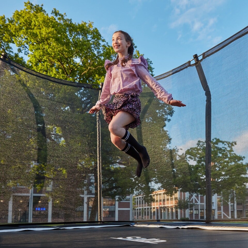 image 1 of 7ft x 5ft Salta Black Rectangular Premium Trampoline with Enclosure