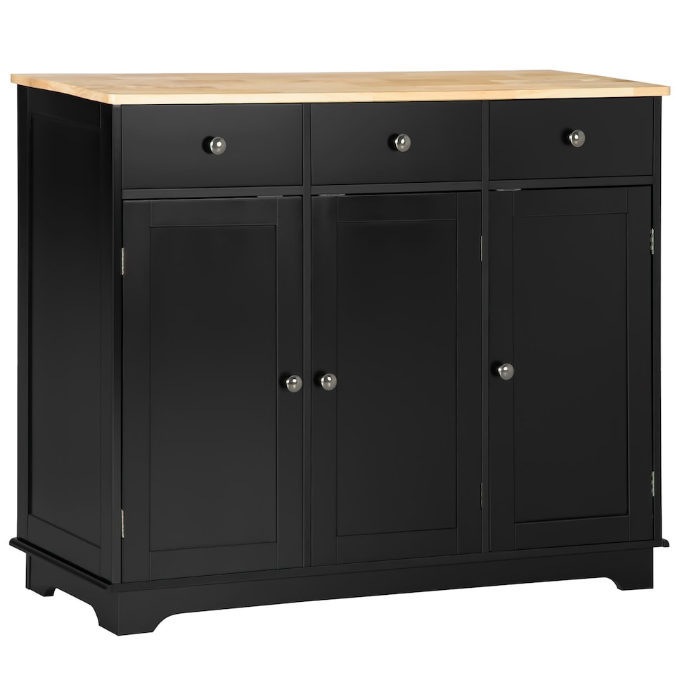 image 1 of HOMCOM Sideboard Buffet Cabinet with Storage Cabinets and Drawers Black | Black | Natural wood | 101W x 40D x 85H cm
