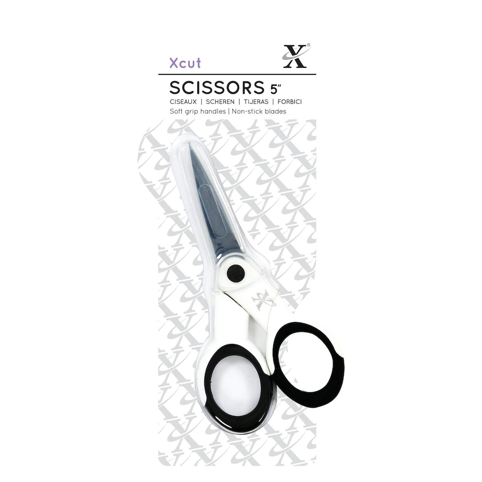Xcut Precision Scissors, Soft Grip & Non-Stick, Black & White, 5"