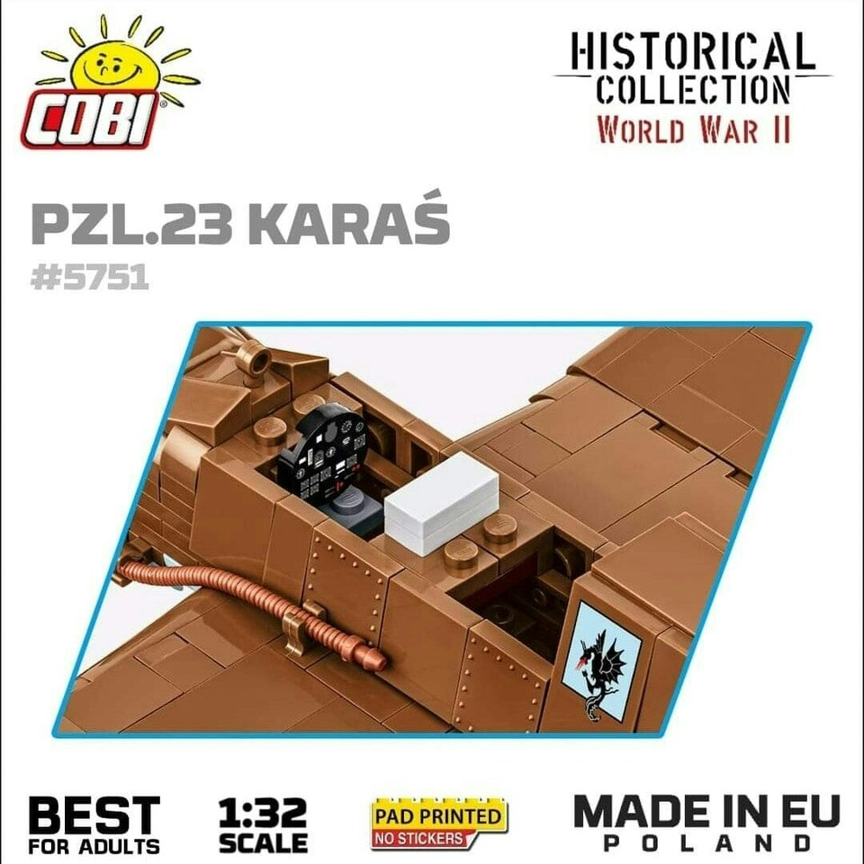 image 1 of PZL.23 Karas brick plane model - COBI 5751- 586 bricks