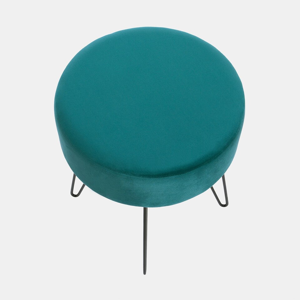 image 1 of OHS Matte Velvet Round Hairpin Stool Home Modern Decor Soft Plush Foot Rest Desk Vanity Chair
