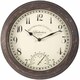 image 1 of Marco Paul 30cm Distressed Wall Clock and Thermometer Brown