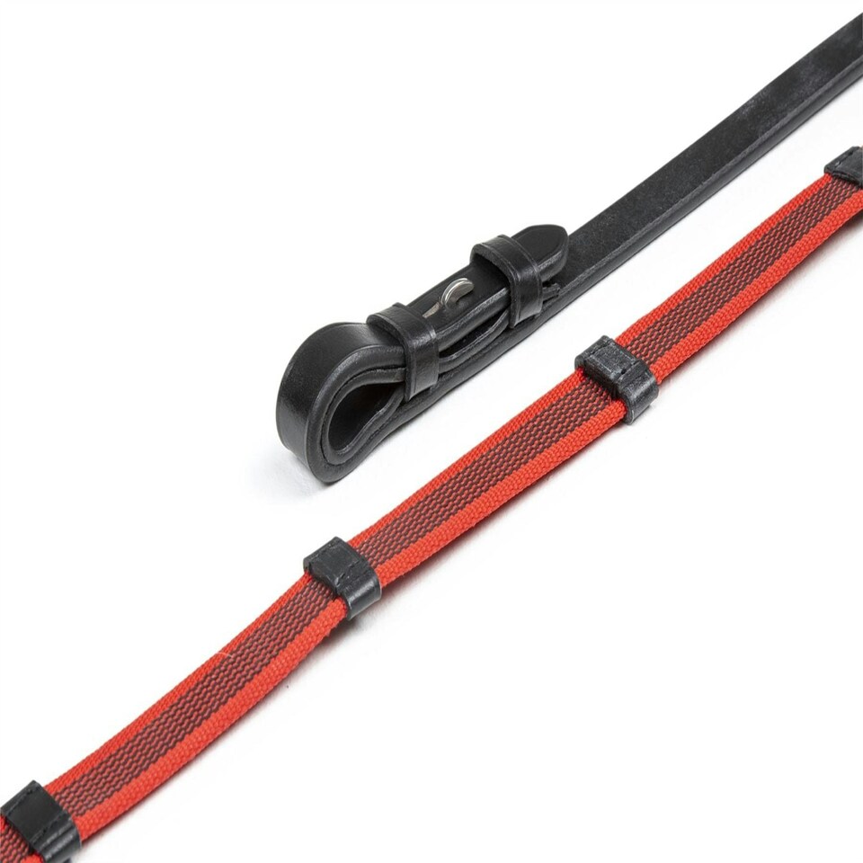 image 1 of Shires Aviemore Continental Rubber Grip Reins Black | Size: 48X5/8
Colour: Black/Orange