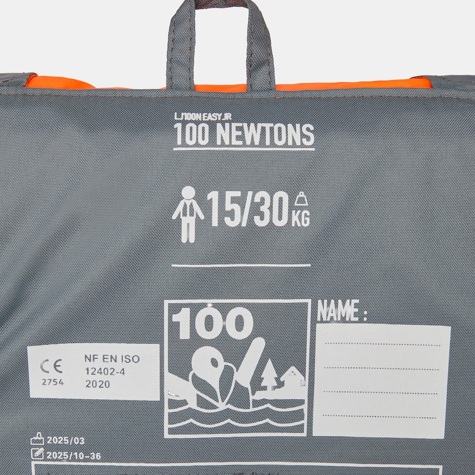 image 1 of Decathlon Kids’ 100N life jacket LJ100N Easy JR 15-40 kg - orange/grey
