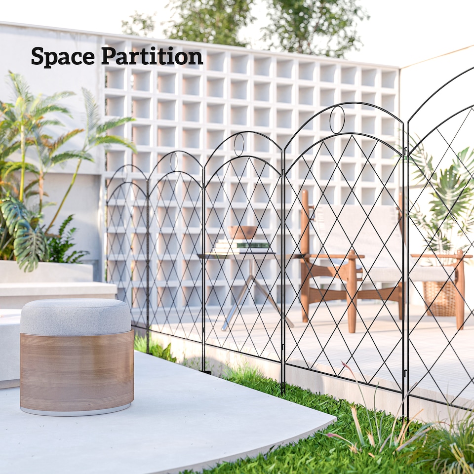 image 1 of Outsunny 4PCs Decorative Garden Fencing 43in x 11.4ft Steel Border Edging