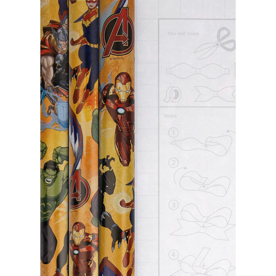 image 1 of Hallmark 6M Wrapping Paper - 3 X 2M Rolls - Marvel Avengers Design