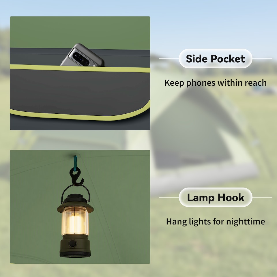 image 1 of Outsunny 2-3 Man Pop Up Tent Camping Festival Hiking Family Travel Shelter