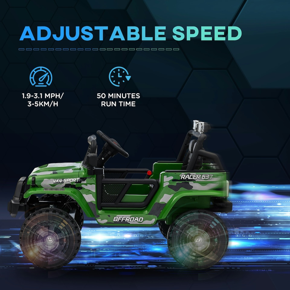image 1 of AIYAPLAY Kids Ride On Car, 12V Electric Truck w/ Suspension, Green