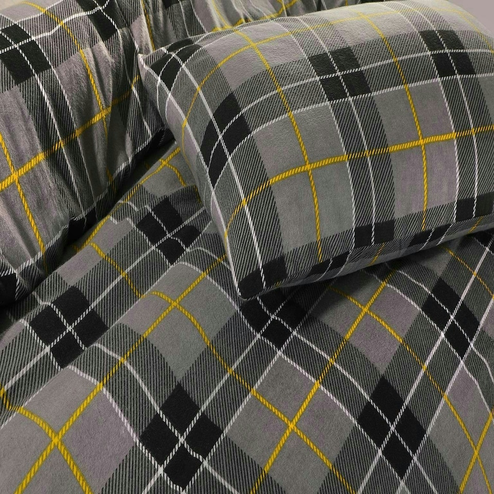 image 1 of Tartan Check Brushed Cotton Duvet Cover Set - King - Grey